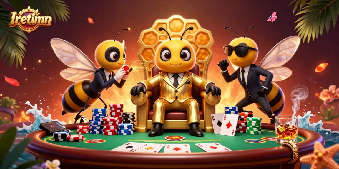 Iretimn showcases a vibrant casino scene with animated characters at a poker table.