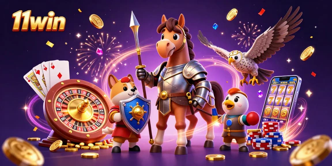 Experience the thrill of 11win Casino with knights, sparkling gems, and festive atmosphere!