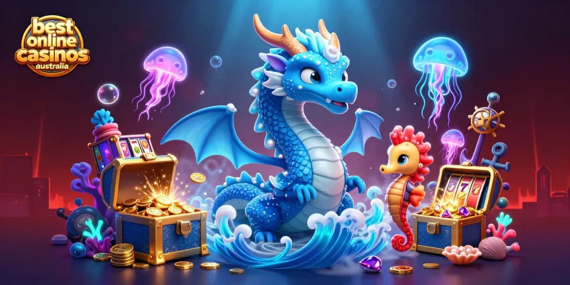 Experience the best online casinos Australia through this vibrant 3D scene filled with captivating characters and casino elements.