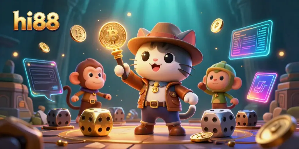 Experience high-stakes adventures with hi88 as the explorer and companion unveil golden casino treasures.