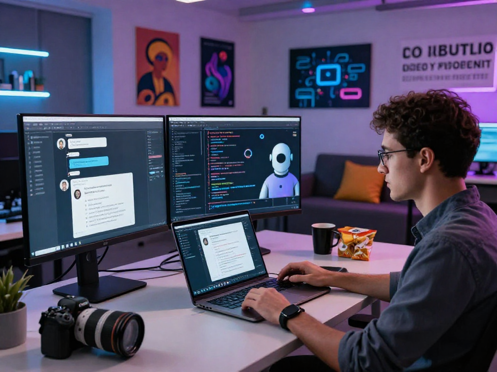 Engaging user experience with nsfw ai chat technology in a modern workspace.