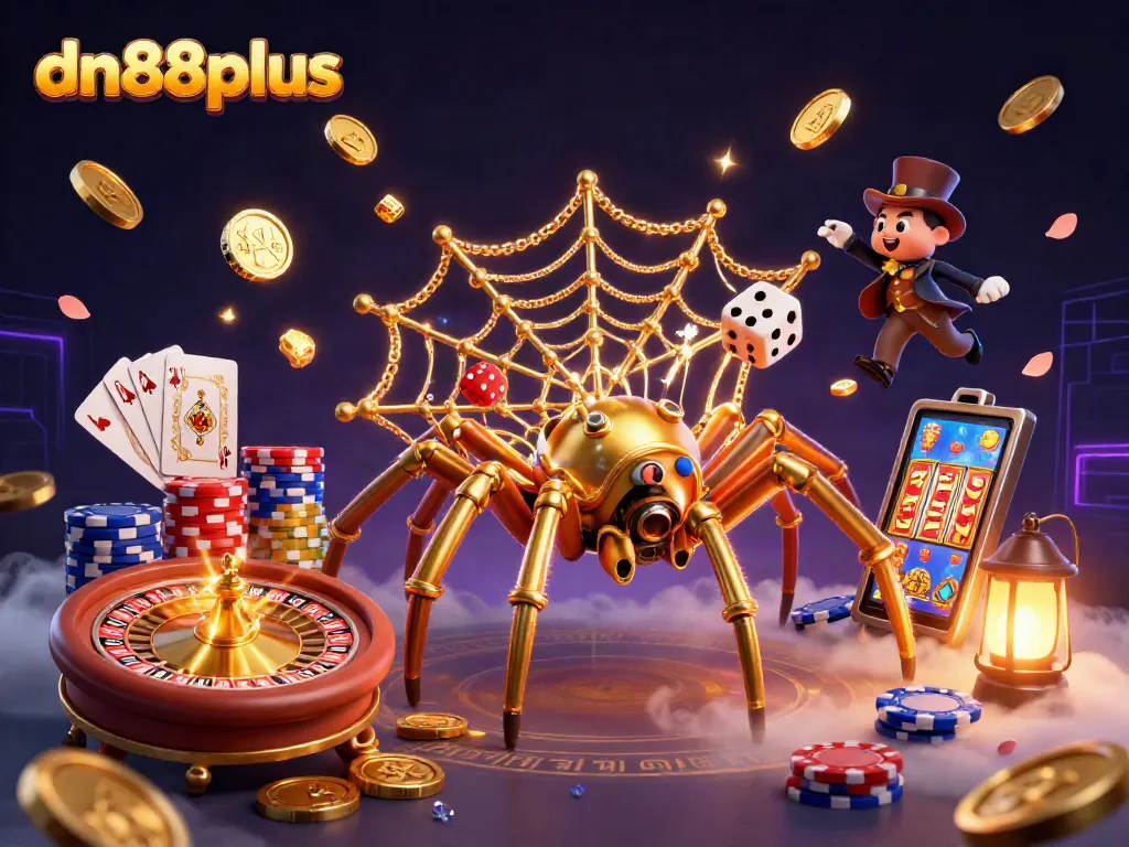 Experience thrilling gaming with dn88plus, featuring vibrant casino elements and an animated steampunk scene.