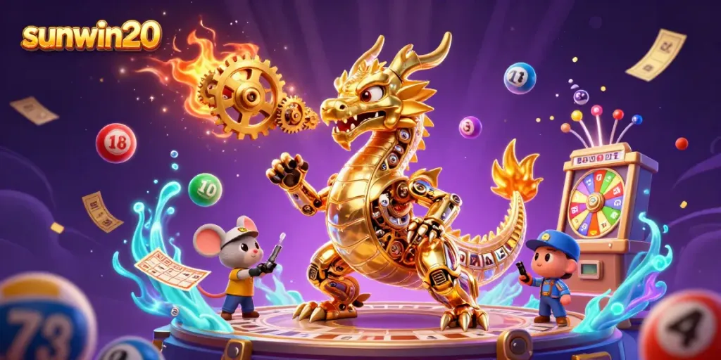 Experience the thrilling excitement of sunwin20 in this vibrant casino scene featuring dynamic gaming elements.
