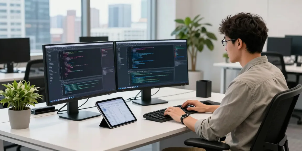 Developer coding in a tech workspace, illustrating instant indexing.