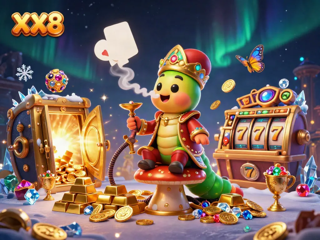 Spin the jackpot at XX8 with a dynamic 3D illustration featuring a glowing treasure vault and thrilling gaming symbols.