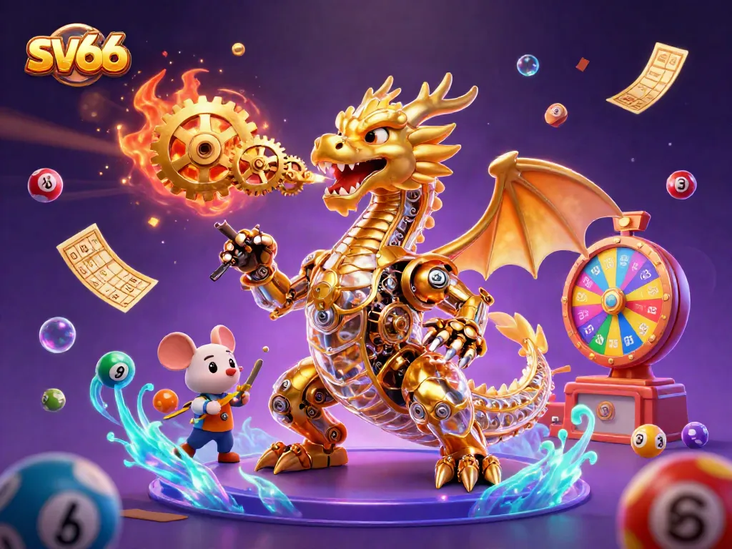 Experience winning with SV66's exciting games and golden rewards amidst vibrant casino elements.